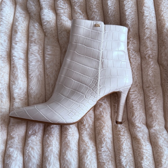 Michael Kors Cream Croc-Embossed Ankle Booties - Picture 5 of 9